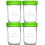 Nellam Baby Food Storage Containers - Leakproof, Airtight, Glass Jars for Freezing & Homemade Babyfood Prep - Reusable, BPA Free, Microwave & Freezer Safe (4x8oz, Green)