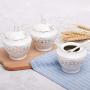 Kitchen seasoning box/Ceramic Condiment Storage Container with Tray Chicken Essence Seasoning jar Three-Piece Set