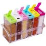 6er Set Transparent Küchen Gewürz Flaschen Aufbewahrungsbox Salz Pfeffer Glasbehälter