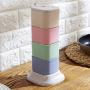KANEED Wheat Straw Jar Seasonings Containers Flavor Condiments Storage Box Kitchen Accessories Storage Box with Holder Rack Seasoning Cruet Set