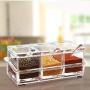 Storage Box Flip Cover Design Seasoning Rack Container Moisture Proof Transparent Condiment Jar Kitchen Tool,Clear
