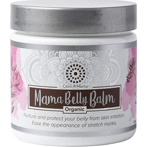 Organic Mama Belly Balm by Calm-A-Mama (4 oz.) - Stretch Mark Cream for Pregnancy - Prevents and Reduces Stretch Marks - Organic Belly Butter - Non-GMO