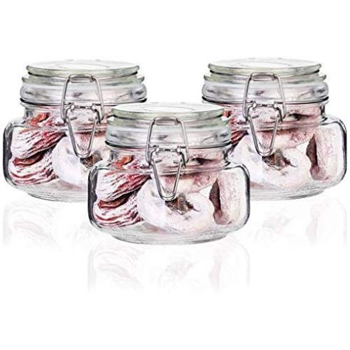 XSWZAQ Glass bottle 3 piece set glass sealed jar bubble passion fruit lemon honey bottle jam jar enzyme bottle storage tank