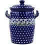Polish Pottery 11-inch Jar with Lid and Handles made by Ceramika Artystyczna (Bleeding Heart Peacock Theme) + Certificate of Authenticity