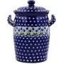 Polish Pottery 11-inch Jar with Lid and Handles made by Ceramika Artystyczna (Bleeding Heart Peacock Theme) + Certificate of Authenticity