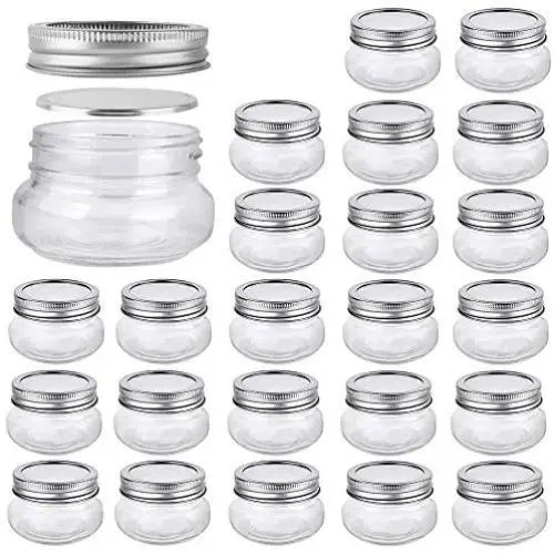 Betrome 4 OZ Glass Mason Jar 24 pieces with Regular Lid, Glass Jar for Jam, Jelly, Honey, Beans, Spice, Wedding Favors, Shower Favors, Party Favors