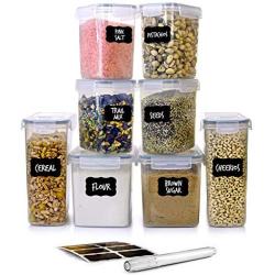 Airtight Food Storage Set 8-Piece by Simple Gourmet. Perfect for Flour or Sugar Storage. Includes Cereal Containers, Labels, and Pen.…