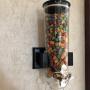 PSFS Cereal Dispenser Double Single Dry Food Snack Grain Canister Plastic Storage with Twist Knob Countertop Airtight Food Storage (Black)