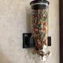 Cereal Storage Jar, Wall-Mounted Canister Food Miscellaneous Grains Dispenser Double Single Dry Food Snack Grain Canister Plastic Storage, Twist a Knob Control, Convenient and Fun (Black)