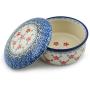 Polish Pottery Jar with Lid 5-inch Floral Lattice made by Ceramika Artystyczna