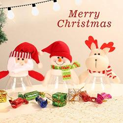 STOBOK Christmas Candy Jar Bottle Storage Desktop Caps Holder 3D Doll Container Kids Gift Home Food Xmas Decor Lovely Ornament, Elk Reindeer & Santa Style 2pcs