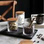 Three Sizes Glass Storage Tank With Wood Cover Spices Sugar Jar Container Kitchen Food Bottle Coffee Beans Tea Caddy 1pc,S