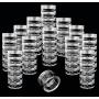 Beauticom 12 Pack(72 Pieces) 5G/5ML Transparent Stackable Plastic Storage Jar with Clear Lid for Jewelry, Findings, Pins, Small and Loose Items