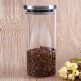 VistorHies - 1000ml Glass Storage Jar Coffee Beans Kitchen Food Container Stainless Steel Lid spices tea coffee beans organizer