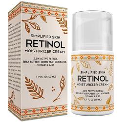 Retinol Moisturizer Cream 2.5% for Face & Eye Area with Vitamin E & Hyaluronic Acid for Anti Aging, Wrinkles & Acne - Best Night & Day Facial Cream by Simplified Skin 1.7 oz