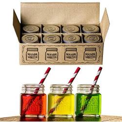 Hayley Cherie - Mason Jar Shot Glasses with Lids (Set of 8) – Mini Mason Shooter Glass - 2 Ounces - For Drinks, Liquor, Favors, Desserts, Parties, Birthdays, Gifts