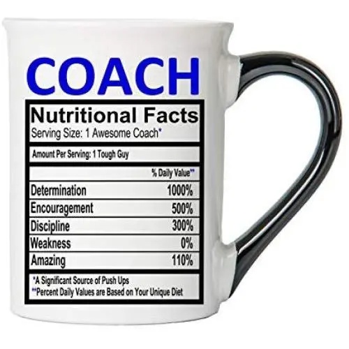 Cottage Creek Coach Mug Groß, 473 ml Keramik Coach Kaffeetasse / Coaching Geschenke – Lebensmittel-Etikett Coach Tasse Coach Geschenke [Weiß]