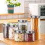 WH- 6 Sets A Transparent Glass Jar Kitchen Storage Sealed Storage Tea Cereals Snacks Small Jar