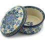 Polish Pottery Jar with Lid 5-inch Blue Forget-Me-Nots made by Ceramika Artystyczna