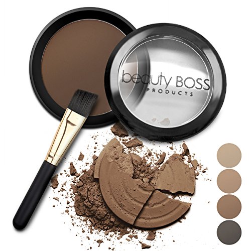 Eyebrow Powder Dark Brown - Natural Fill-in Eyebrow Makeup - Brow Powder Water Resistant Includes Small Brush
