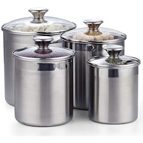 Cooks Standard 02553 4-Piece Canister Set, 4 pcs, Stainless Steel