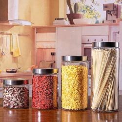 Glass Sealed Jars, Kitchen Household Grain Containers, Storage Spices/Oatmeal/Beans/Pasta