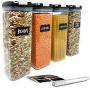 Airtight Food Storage Containers for Pantry Organization ? by Simply Gourmet. 4-Piece Tall Pasta or Spaghetti Container Storage. BPA Free Kitchen Storage Containers with FREE Labels & Marker