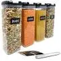 Airtight Food Storage Containers for Pantry Organization ? by Simply Gourmet. 4-Piece Tall Pasta or Spaghetti Container Storage. BPA Free Kitchen Storage Containers with FREE Labels & Marker Airtight Food Storage Containers for Pantry Organization ? by Simply Gourmet. 4-Piece Tall Pasta or Spaghetti Container Storage. BPA Free Kitchen Storage Containers with FREE Labels & Marker
