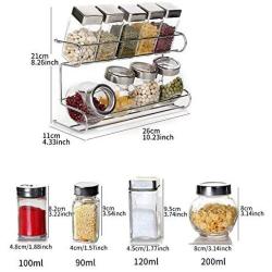 Glass Storage Containers - Cooking Seasoning Bottle Stand Spice Jars Kitchen Storage Rack Gravy Boats Food Container Kitchen Tools Saving Space Accessories