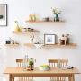 Shelf Organizer Kitchen Storage Spice Rack Decorative Wall Mount Single Oak Wood Shelf Holder Hanging Herb Jar Container Display Organizer For Pantry Living Room
