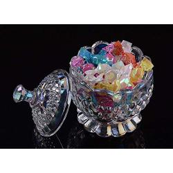 FUYU Royal Embossed Colorful Crystal Glass Candy Jar With Lid Jewelry Box