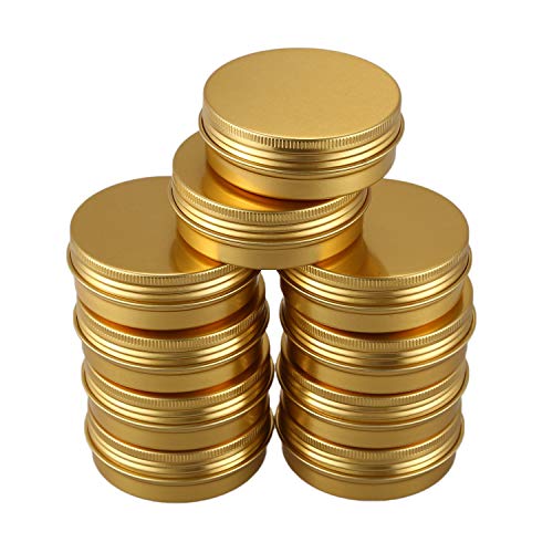 Xigeapg 10Pcs Cans Screw Top Containers Aluminum Round Cans Travel Tins Storage Jar Food Tins Containers Tins With Lids,Gold