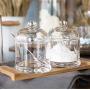 Clear Glass Sugar Bowl Salt Spice Pot Pepper Storage Jar Seasoning Pot Container Condiment Box Holder with Lid and Spoon for Home Kitchen, Round