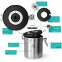 Coffee Gator Stainless Steel Container - Fresher Beans and Grounds for Longer - Canister with co2 Valve, Scoop and Travel Jar - Medium, Silver