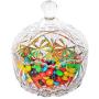 ComSaf Glass Candy Dish with Lid Decorative Candy Bowl, Crystal Covered Storage Jar, Set of 1(Diameter:4.1 Inch)