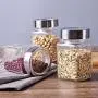 Ensemble de 5 Pots de Rangement Alimentaire pour Cuisine, Homeluny – Pots en Verre Transparent, Rangement de Boîtes, Idéal pour Bonbons, Biscuits, Riz, Sucre, Farine, Snacks – Garde les Aliments au Sec et Frais
