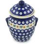 Polish Pottery 6?-inch Jar with Lid and Handles (Mosquito Theme) + Certificate of Authenticity