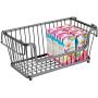 mDesign Modern Farmhouse Metal Wire Household Stackable Storage Organizer Bin Basket with Handles, for Kitchen Cabinets, Pantry, Closets, Bathrooms - 12.5