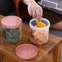Plastic Storage Jars Airtight With Non-Slip Top Cover,Stackable Food Storage Containers With Scale,Cereal Storage Containers Set,Multifunction,Good Sealing,Blue-700MLx2+900MLx2+1200ML