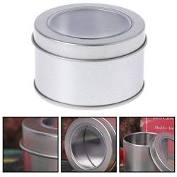 Milue Clear View Tinplate Iron Storage Spice Case Container Tin Box Round Tins (02#)