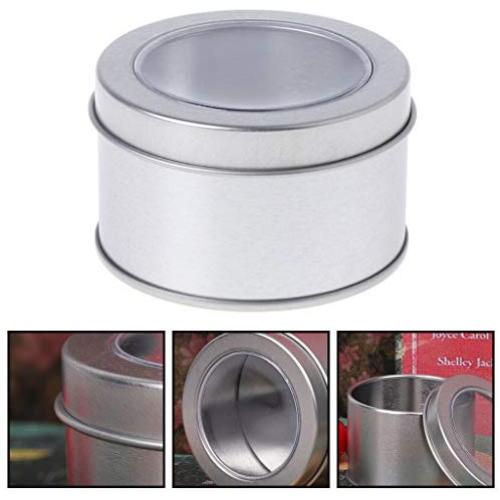 Milue Clear View Tinplate Iron Storage Spice Case Container Tin Box Round Tins (02#)