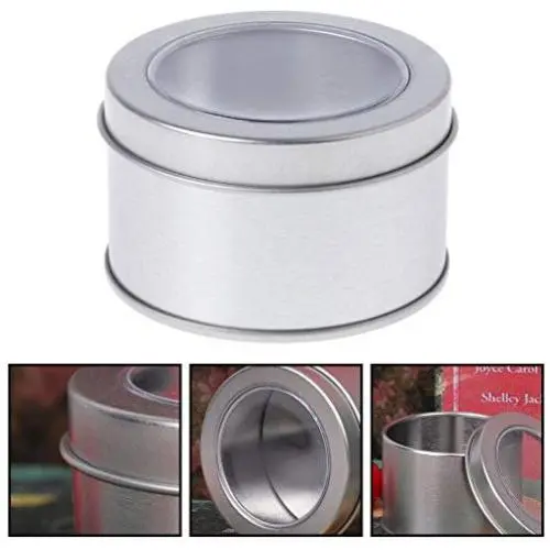 Milue Clear View Tinplate Iron Storage Spice Case Container Tin Box Round Tins (02#) Milue Clear View Tinplate Iron Storage Spice Case Container Tin Box Round Tins (02#)