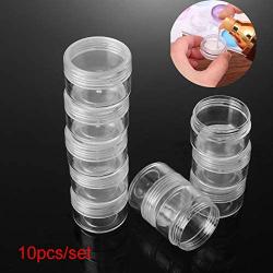 skonhed Plastic Pot Jars, 10pcs Cosmetic Containers for Lotion, Cream, Makeup, Rhinestone, Mini Sample Bottle with Lids(10g-10pcs)