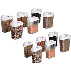 Slings Cereal Dispenser Easy Flow Storage Jar 750Ml 12 Pcs Set, Idle for Kitchen- Storage Box Lid Food Rice Pasta Pulses Container