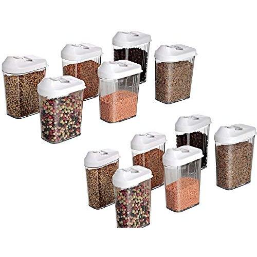 Slings Cereal Dispenser Easy Flow Storage Jar 750Ml 12 Pcs Set, Idle for Kitchen- Storage Box Lid Food Rice Pasta Pulses Container