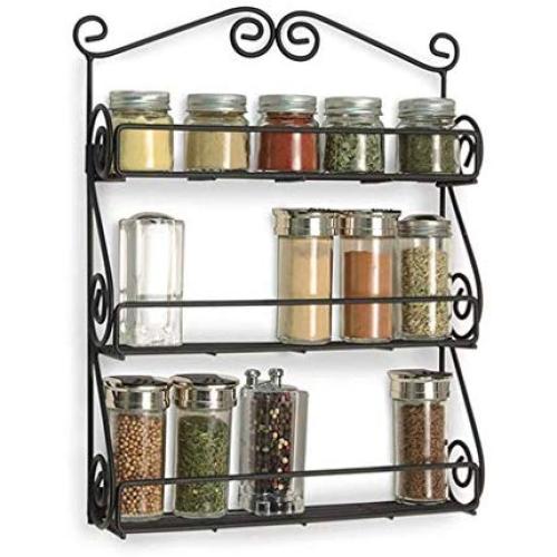 3-Tier Spice Rack Spice Jars Bottle Holder Storage Organizer goalBY Black
