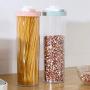 Storage Box Airtight Cereal Rice Container Organizer Bottles Jars Kitchen Tool Transparent Bottles (Blue)