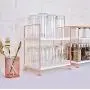 Metallischer Steh-Gewürzregal, Badezimmer Küchen Arbeitsplatte Mehrstöckiges Gewürz- und Gewürzgefäß-Aufbewahrungs-Organizer Make-up Schmuck Teller Regal (Roségold 2 Schichten)