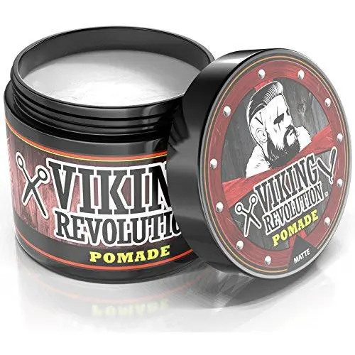 Hair Pomade for Men (New Formula) - Medium Hold and Matte Shine Free for Classic Look 4oz - Water Based & Easy to Wash Out by Viking Revolution Hair Pomade for Men (New Formula) - Medium Hold and Matte Shine Free for Classic Look 4oz - Water Based & Easy to Wash Out by Viking Revolution