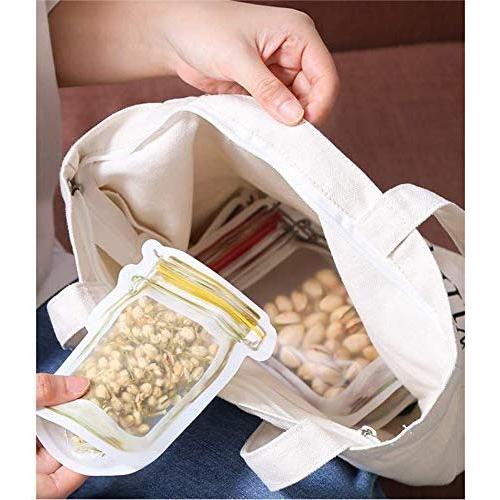 Leoie Mason Jar Pattern Sealing Food Bags for Cookies Snacks Spice Storage Small 4 pcs